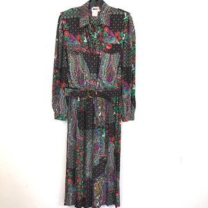 Gorgeous Vintage Leslie Fay Multi Pattern Dress